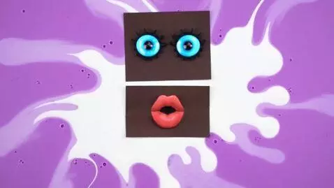 AI Video from prompt: Over a static violet background, a white ink sta