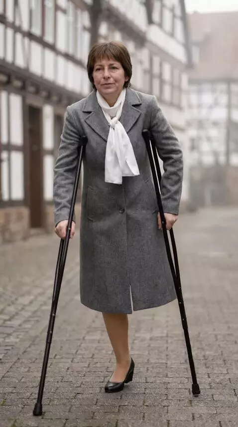 AI Video from prompt: A woman with the left leg amputated up to the up