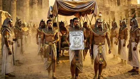 AI Video from prompt: Cinematic wide shot, Hittite diplomatic caravan 
