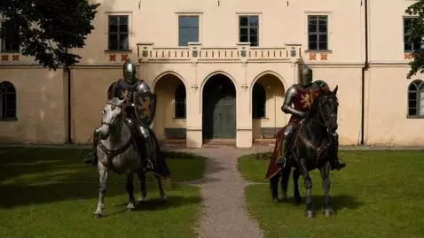 AI Video from prompt: two knights on their horses fight each other