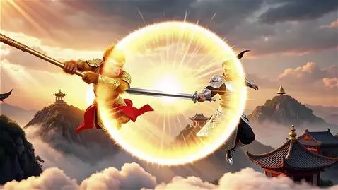 AI Video from prompt: Epic Chinese mythological battle scene between S