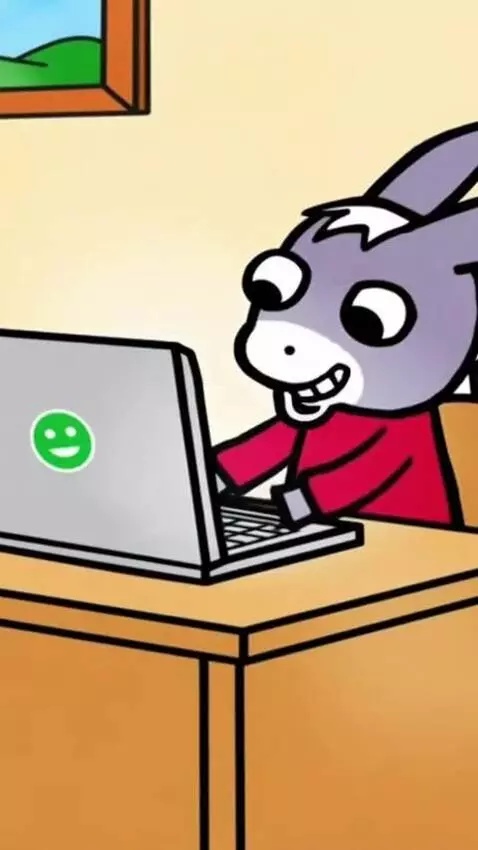 AI Video from prompt: The character siting on chair at laptop when sai