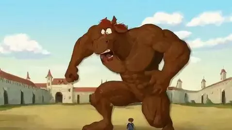 AI Video from prompt: Horse became giant (Muscle of body get huge) and
