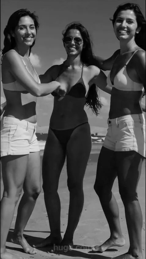 AI Video from prompt: The women shows off her bikinis