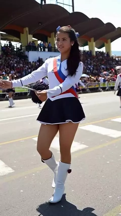 AI Video from prompt: The major’s daughter is marching in the parade a