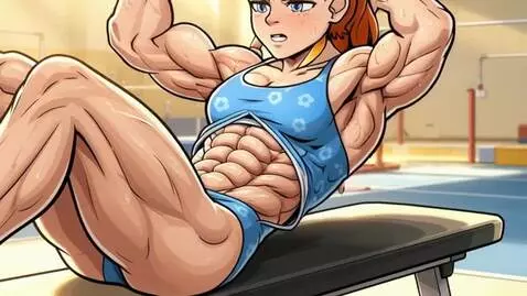 AI Video from prompt: Hardcore ab crunches workout, pushing through he