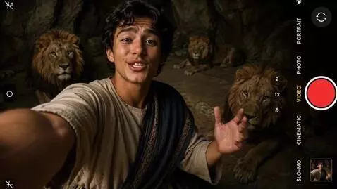 AI Video from prompt: Make a video of Daniel  in the lions den saying 