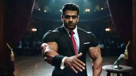 AI Video from prompt: a scene. Ranveer Singh is a stage hypnotic who h