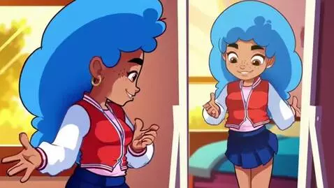 AI Video from prompt: Girl grows massive implants. While they’re growi