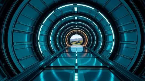AI Video from prompt: One way time tunnel has a wide floor and precise