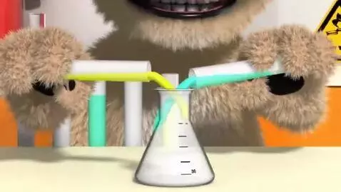 AI Video from prompt: the dog on the image tries a expirment with the 
