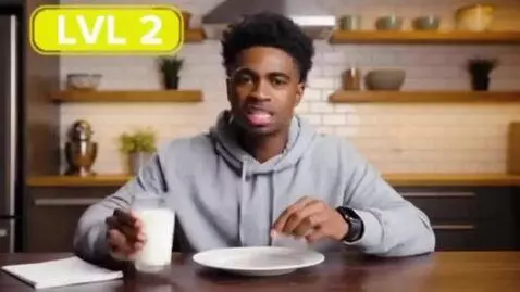 AI Video from prompt: he eats a chip but the challenge gets harder