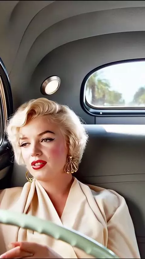 AI Video from prompt: Marilyn Monroe is driving a car and saying somet