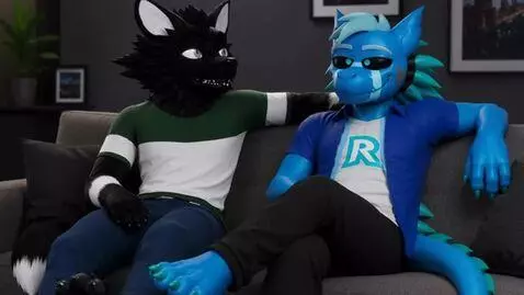 AI Video from prompt: A video where a black creature and a cyan dragon