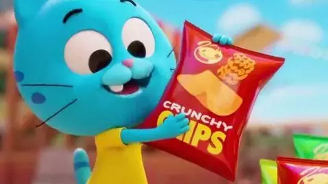 AI Video from prompt: gumball he going to market to get chips lava lav