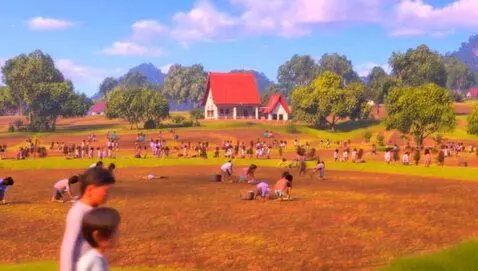 AI Video from prompt: A peaceful village morning with some people walk