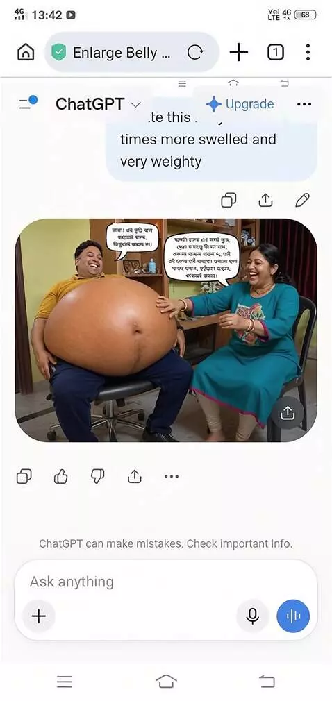 AI Video from prompt: Create a video where this super fat man is conti