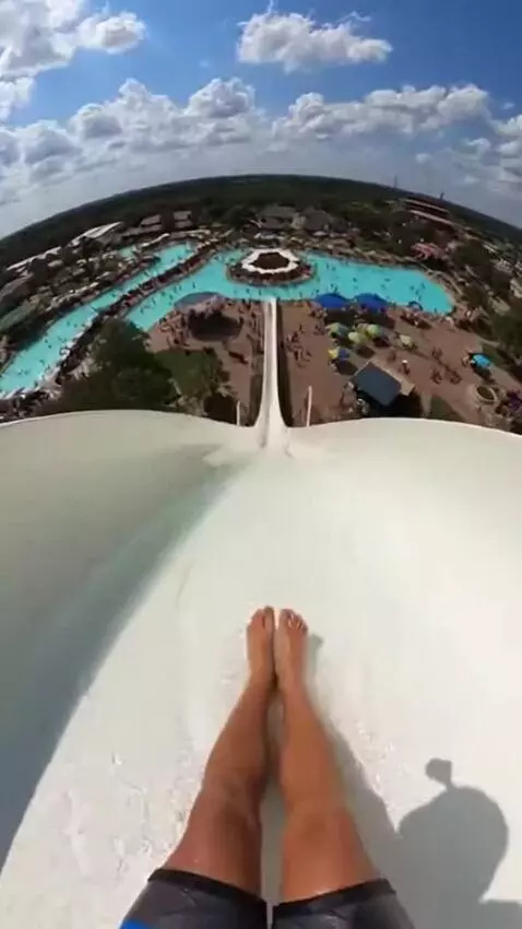 AI Video from prompt: A first-person viewer comes to a very high and e