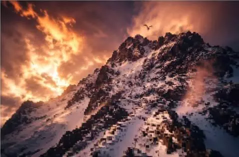 AI Video from prompt: Cinematic photorealistic drone shot starting fro