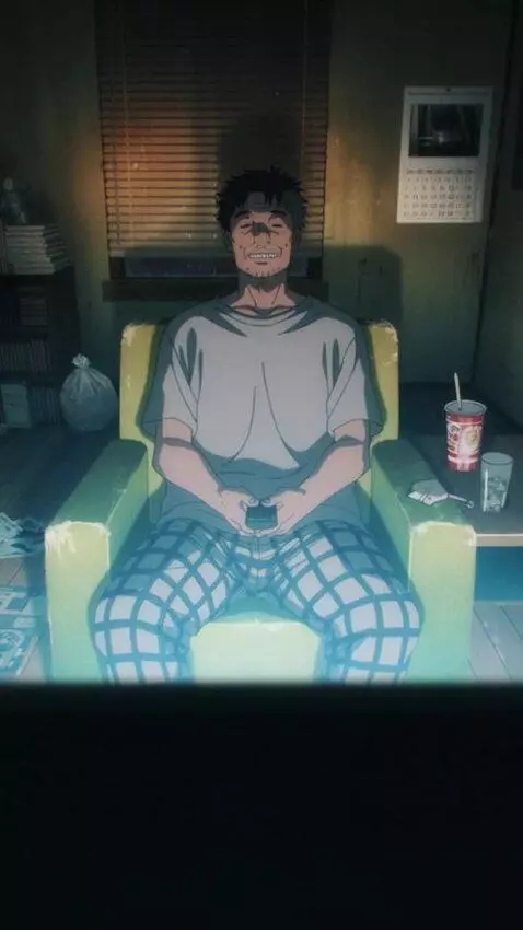 AI Video from prompt: Anime, early 2000s aesthetic, a middle aged man 