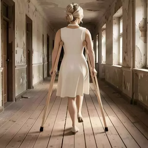 AI Video from prompt: The camera captures a beautiful one-legged woman