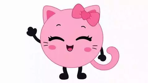 AI Video from prompt: Animate the pink round cat character in the refe