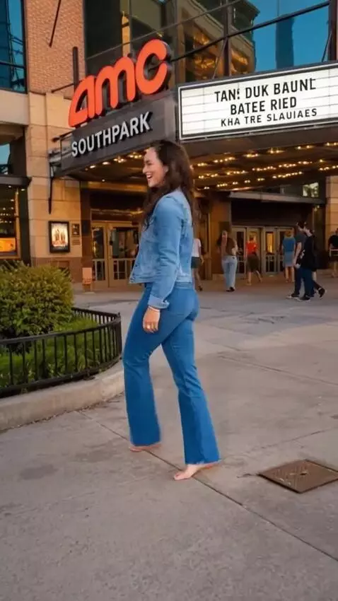 AI Video from prompt: smiling barefoot woman walks barefoot into the m