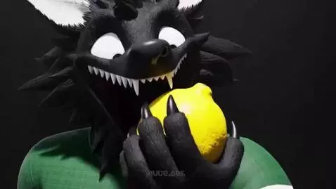 AI Video from prompt: A video where a black creature pulls out a lemon