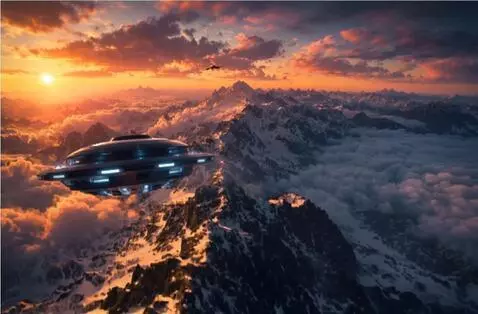 AI Video from prompt: **Cinematic drone flight over majestic mountains