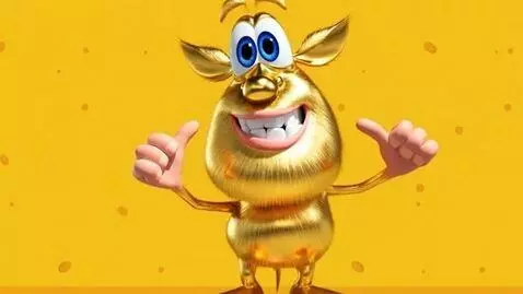 AI Video from prompt: This Buba in the picture turns gold, walks into 