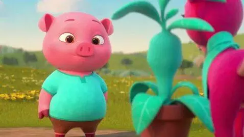 AI Video from prompt: Peppa meets huichi the pink deer and leo the ora
