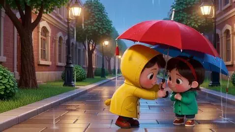 AI Video from prompt: A cute 3D cartoon child notices another child st