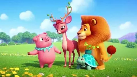 AI Video from prompt: Peppa pig jennefier meets huichi the pink deer,g