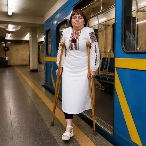 AI Video from prompt: The woman with the left leg amputated up to the 