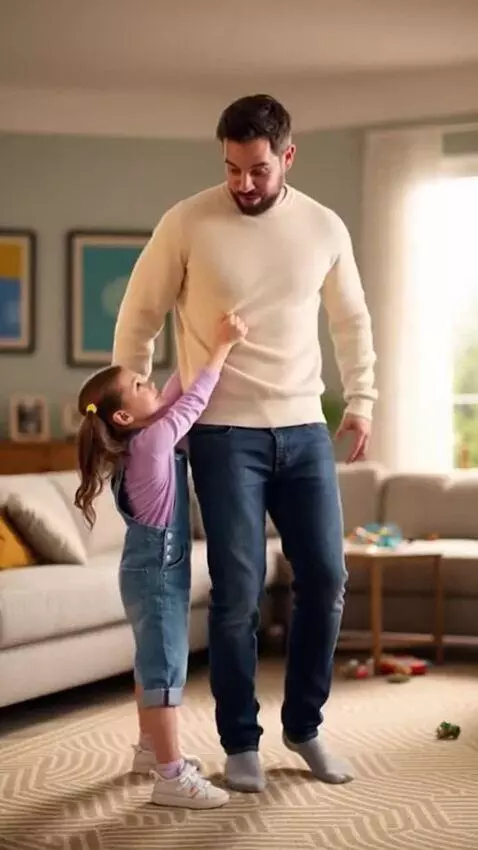 AI Video from prompt: A playful, surreal family-comedy scene featuring
