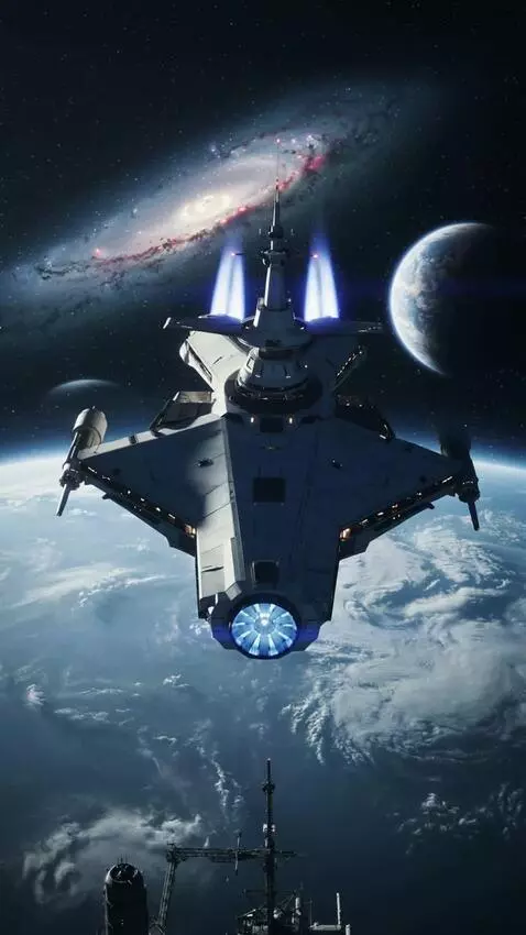AI Video from prompt: Starship arrives in our solar system looking for