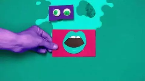 AI Video from prompt: Over a static green-turquoise background, a cyan