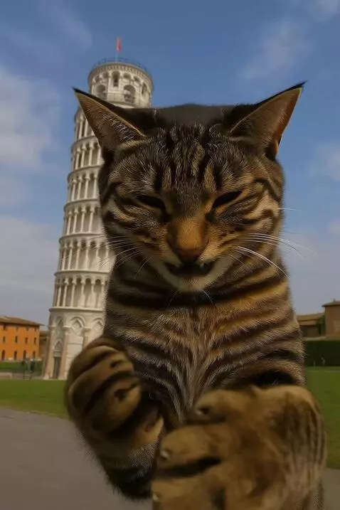 AI Video from prompt: A humanoid dark-striped cat, standing casually, 