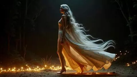 AI Video from prompt: Mysterious star lady with long silver hair and e