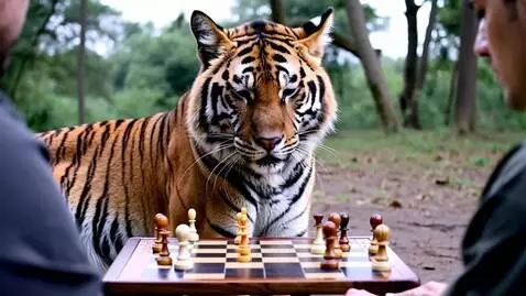 AI Video from prompt: Playing a game of chess with a Tiger