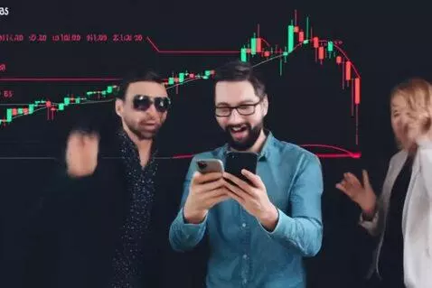 AI Video from prompt: Group of people happy about crypto market pump. 