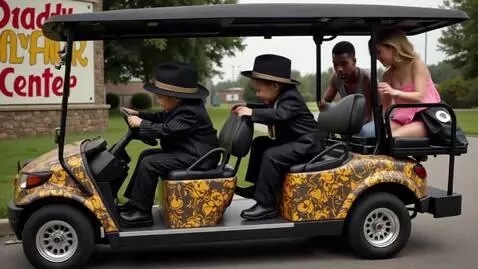 AI Video from prompt: Gangster Dapper babies driving a hip hop themed 