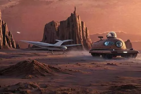 AI Video from prompt: show space ship landing on a Alien Planet. Once 