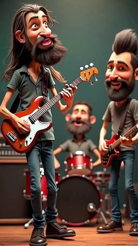 AI Video from prompt: the musicians play energetic music and dance to 