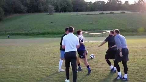 AI Video from prompt: John Mahama playing football with Sammy Gyamfi a