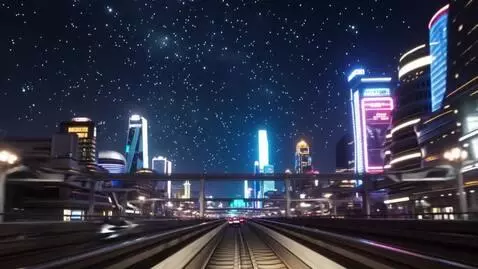 AI Video from prompt: make a video of a modern city in 100 years at ni