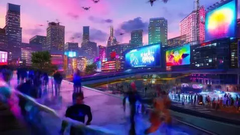 AI Video from prompt: A futuristic city at sunset, flying cars zipping