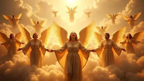 AI Video from prompt: many Seraphim angels in heaven singing to God an