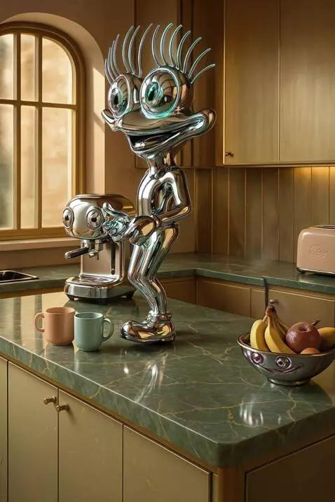AI Video from prompt: Ultra-detailed 3D animation of a retro-futuristi