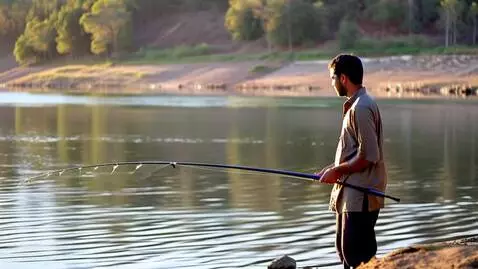 AI Video from prompt: A fisherman catching fish from volta lake